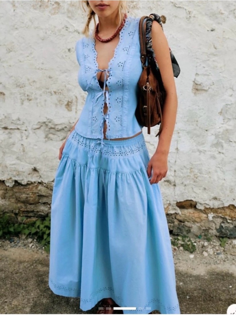 FP Blue skirt with flower details